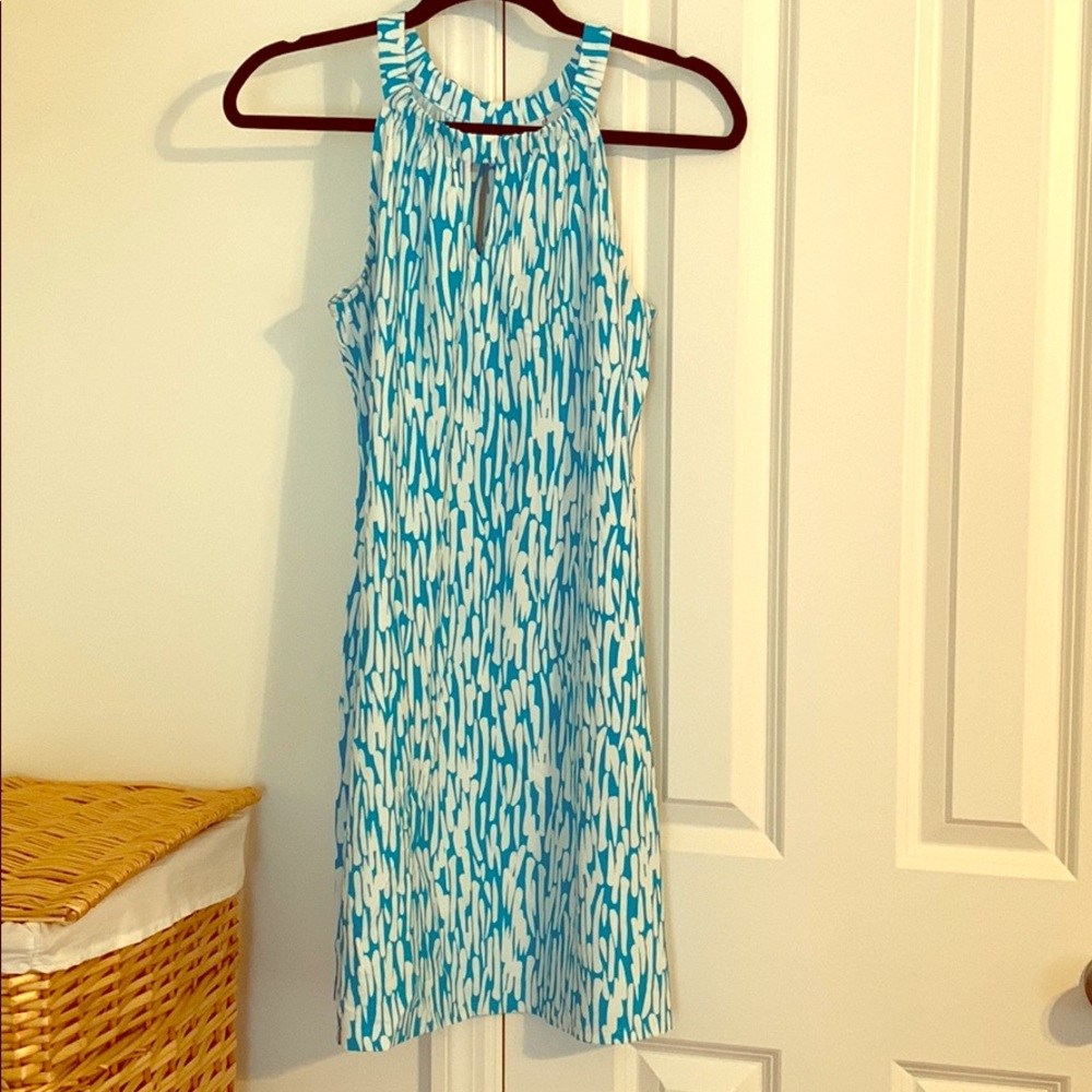 Jude Connally Sleeveless Blue & White Dress
